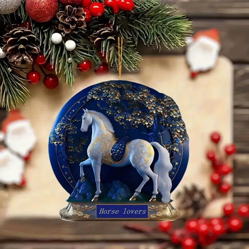 2d новый креативный акриловой белый конь подвеска трансграничный плоский автомобиль зеркало заднего вида украшения подвеска ключ подвеска