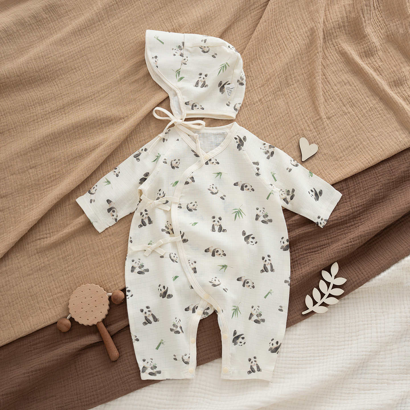 Bamboo fiber panda bodysuit + hat