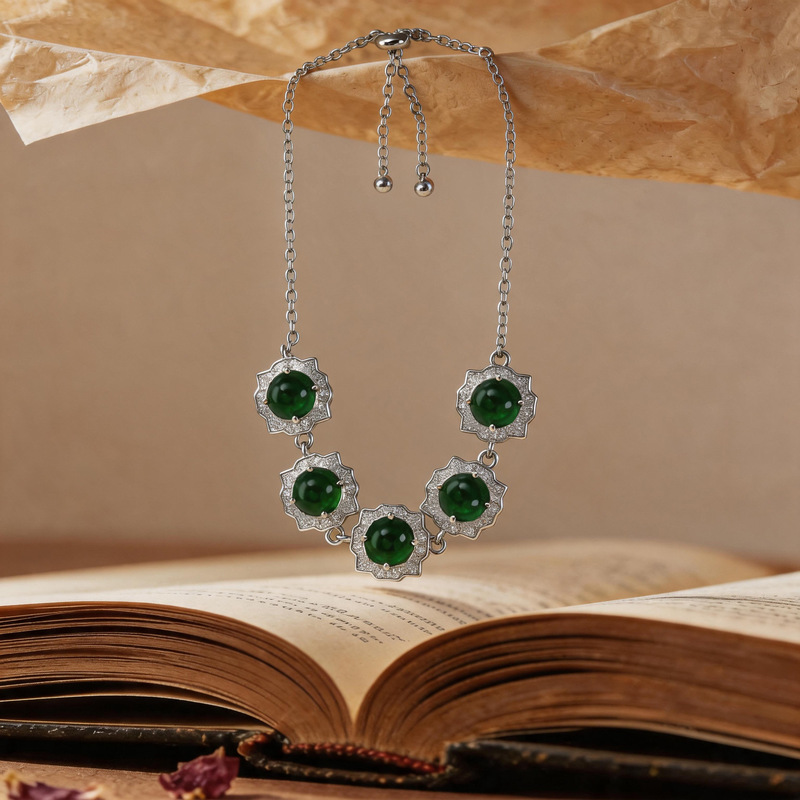 Natural Diopside Bracelet with 925 Silver Inlay, Granny Green Diopside 4×6mm, Korean Style Green Flower Bracelet for Women Natural Diopside Bracelet with 925 Silver Inlay, Granny Green Diopside 4×6mm, Korean Style Green Flower Bracelet for Women