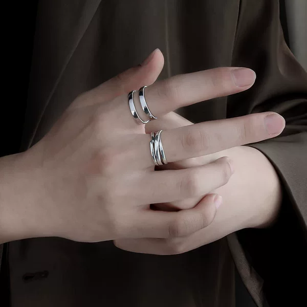 Ring Men's Trendy Adjustable Index Finger Single Ring Student Women's Ins No Falling Niche Jewelry Men's and Boys's Ring