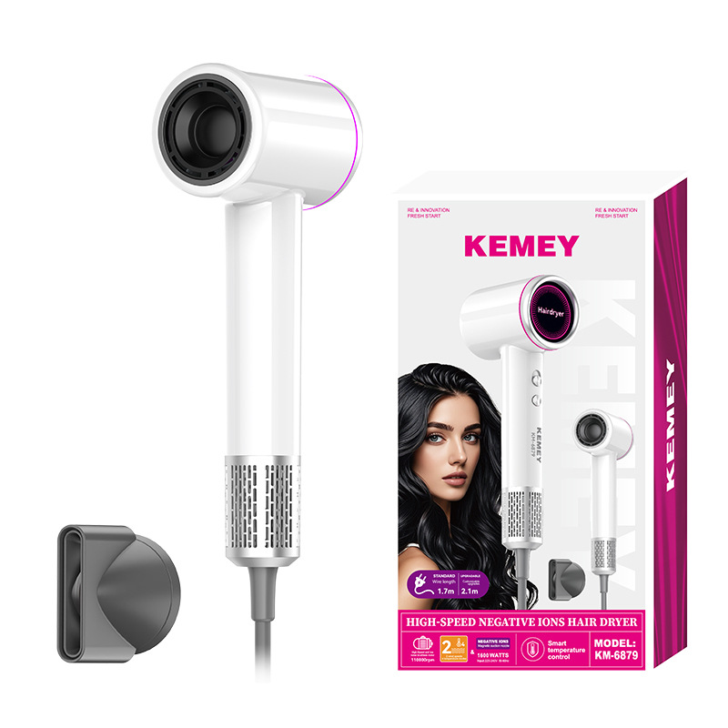 Kemei secador de pelo de alta potencia de alta velocidad de iones negativos, alta temperatura constante sin dañar el cabello, secador de pelo eléctrico 4 ajustable image 5