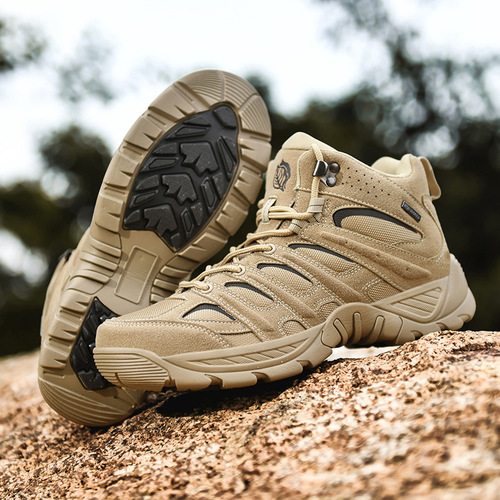 Factory-direct cross-border INS-style outdoor shoes: High-top hiking boots, rugged training footwear, plus-size export-ready men's Martin boots.