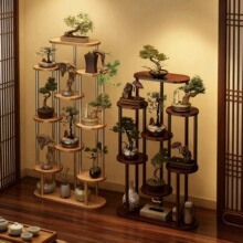 新款花架置物架多层中式室内托架落地式仿古客厅展示架吊兰花架子