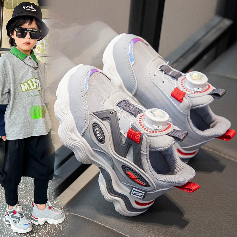 Спортивная обувь для мальчиков 2024 весна и осень новая мода красивая вращающаяся баскетбольная обувь на пуговицах