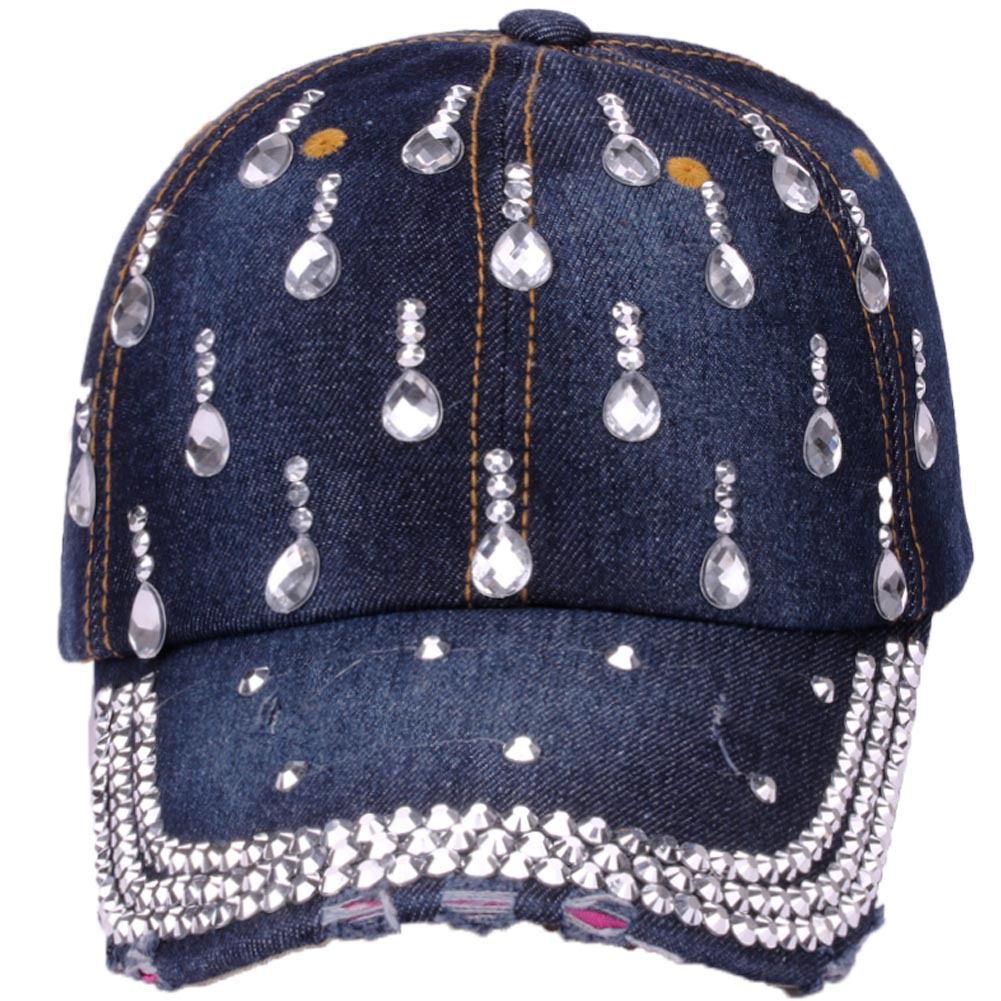 Women's Fashion Water Droplets Rhinestone Curved Eaves Baseball Cap display picture 2