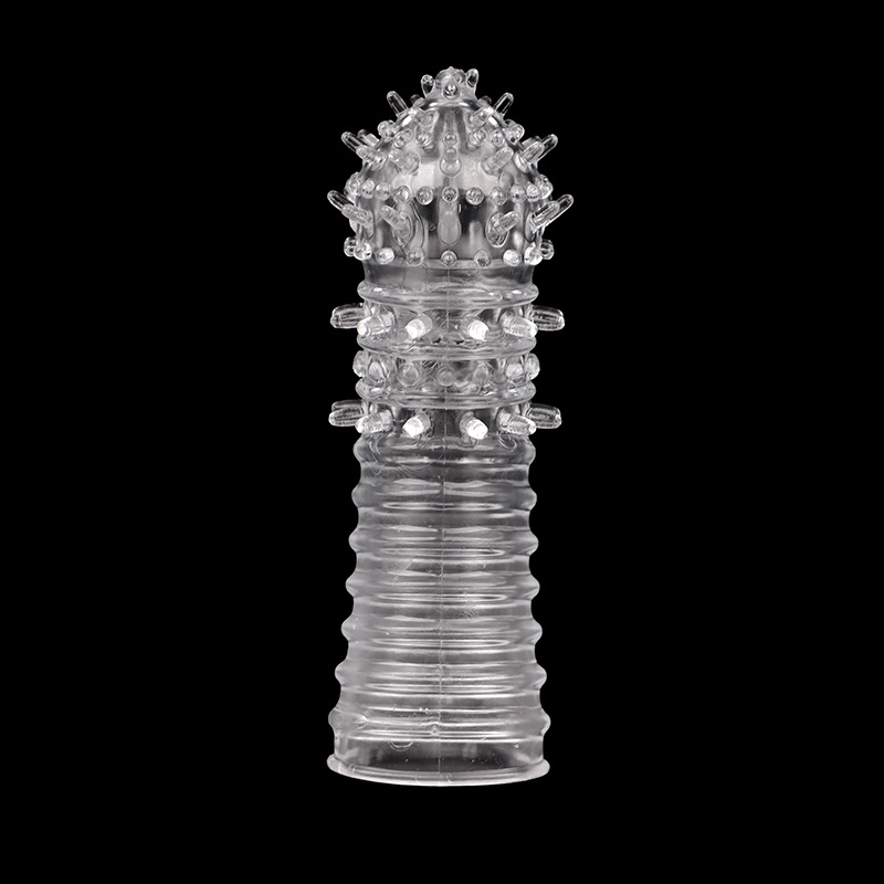 Wolf Tooth Textured Condom Sleeve, TPE Crystal Clear, Reusable Adult Toy — detail image 3
