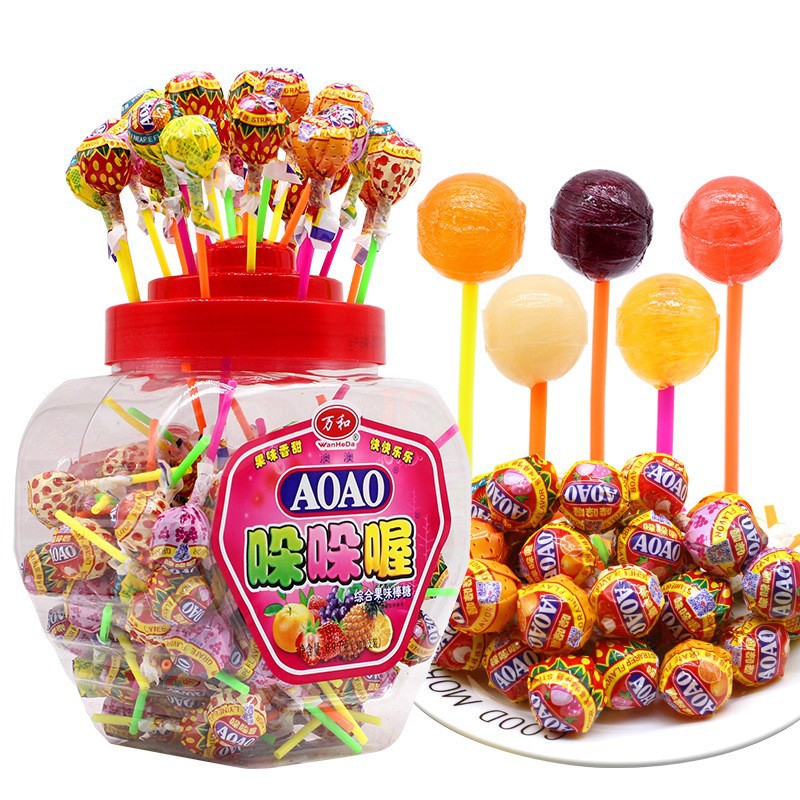 100支/桶棒棒糖水果味糖果儿童休闲食品学校便利店超市小零食批发