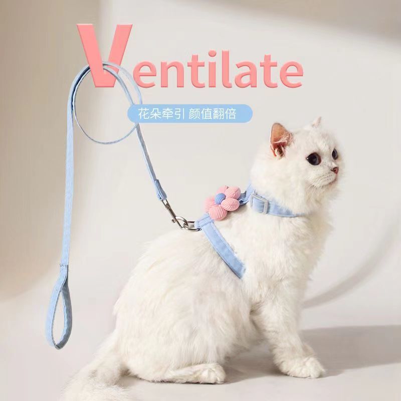猫咪卡通牵引绳外出挣脱工字型调节宠物专用布偶泰迪小型绳子犬用|undefined
