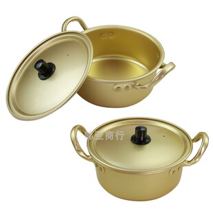 Korean Instant Noodle Pot Ramen Pot Small Cooking Pot Induction Cooker Korean Internet Celebrity Binaural Instant Noodle Pot Cooking Noodle Pot Yellow Aluminum