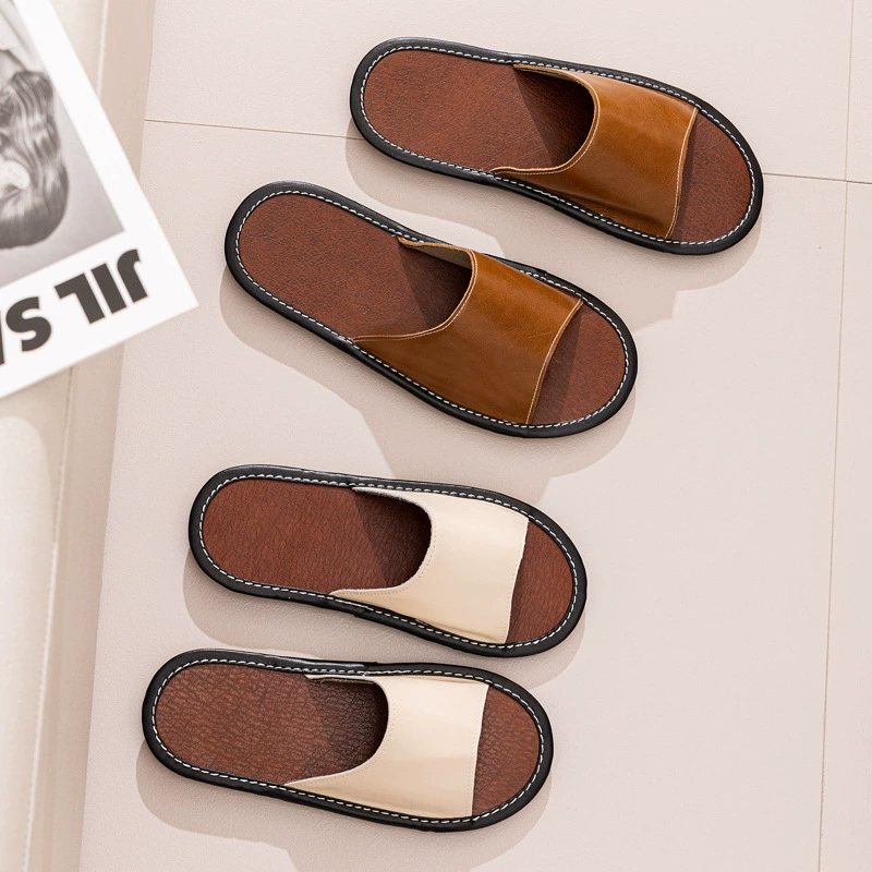 Высококачественные домашние Нескользящие кожаные тапочки с дезодорантом для пола в помещении, сандалии из воловьей кожи, летняя фабрика, прямые поколения волос