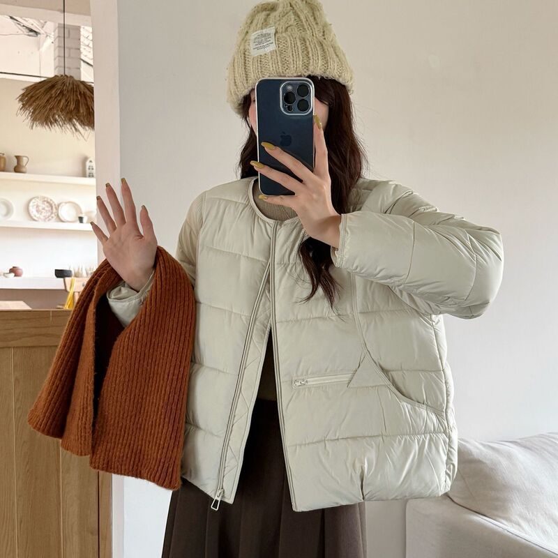 2025年冬季新款韩版宽松加厚圆领棉衣外套女短款小个子面包服棉袄|undefined