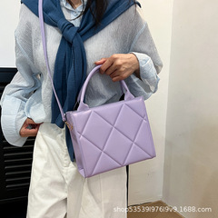 2025新型ファッションバッグ女性春シンプルins菱格純色トートバッグ大容量シングルショルダーバッグ