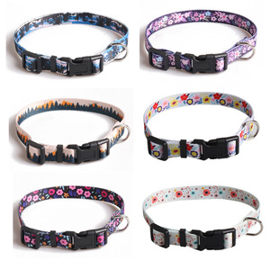 Aminger New Pet Products Design Ribbon Plastic Buckle Dog Collar Nylon Thermal Transfer Ribbon