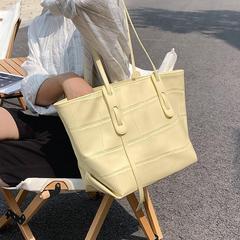 シンプルな無地の大容量トートバッグ レディース 春 多用途 トレンド ファッション 学生 シンプルなハンドバッグ ショルダーバッグ