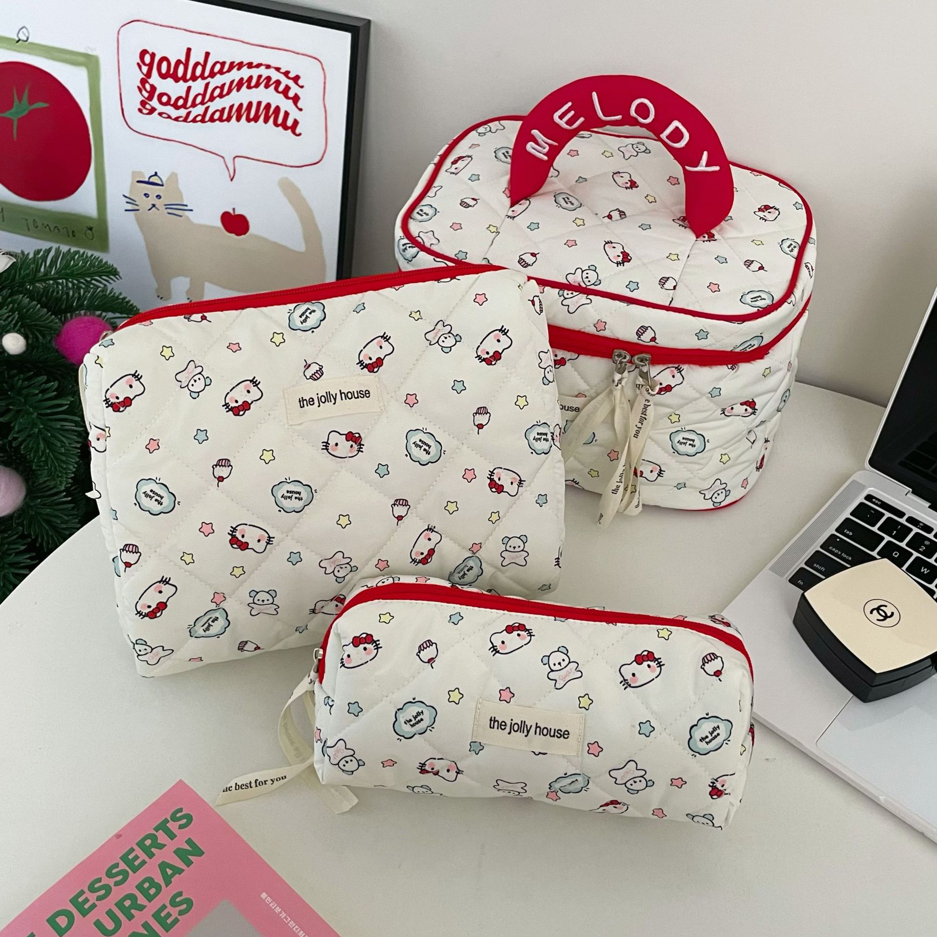 Bolso de cosméticos Blue Love para mujer, lote de una pieza 2025 nuevo bolso de almacenamiento de cosméticos portátil de gran capacidad