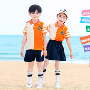 Kindergarten Summer Clothes College Style Pure Cotton Children's Class Clothes Large Class Graduation Clothes Primary School Students' Summer School Uniform Set