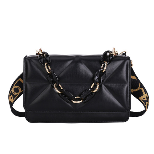  New Chain Bag Women's Fashion Gingham Style Leisure Bag Trendy Net Red Shoulder Small Square Bag Crossbody Bag