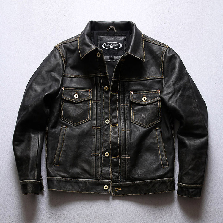 Harley Angel Ami Khaki Genuine Leather Jacket Men's Motorcycle Casual 507 First Layer Stone-Washed Cowhide Leather Jacket Harley Angel Ami Khaki Genuine Leather Jacket Men's Motorcycle Casual 507 First Layer Stone-Washed Cowhide Leather Jacket