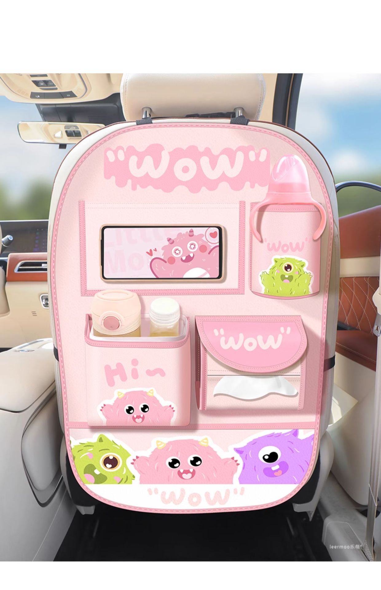 Car Storage Hanging Bag Multi-function Car Seat Back Storage Rack Rear Tissue Box Trash Can Storage Box
