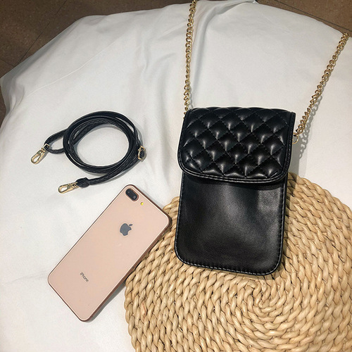 Mini bag Ma Yili's same style mobile phone bag for women shoulder crossbody Internet celebrity black diamond chain bag for women