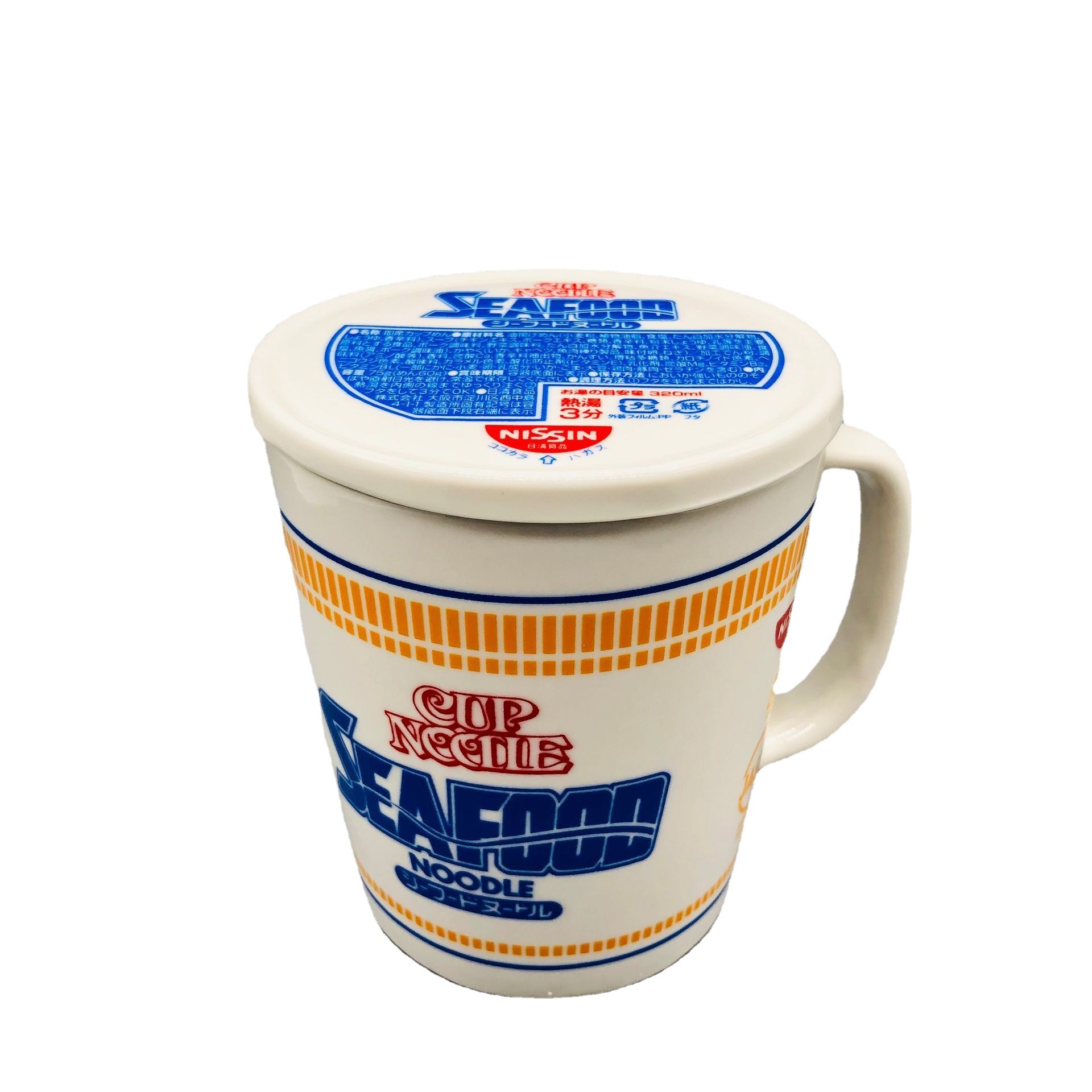 Japonés creativo sabor mixto taza de fideos instantáneos forma Taza de cerámica con tapa subred taza de agua roja fideos instantáneos