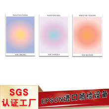 亚马逊新品彩色光环卧室挂画三联喷绘帆布画芯现代简约客厅装饰画