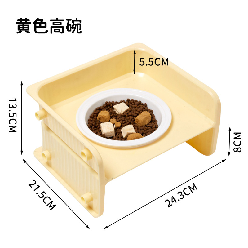 2024 Cuenco de cerámica para gatos Cuenco elevado cuadrado Altura ajustable Cuello Protector de alimentos Tazón de arroz para perros y gatos anti-volcado Spot
