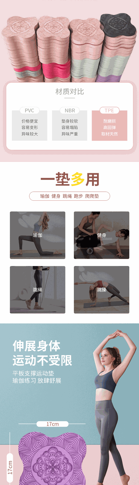 Yoga matı ev fitness düz destek spor matı tpe kalınlaştırılmış spor kaymaz diz diz çökmüş mat üreticisi toptan