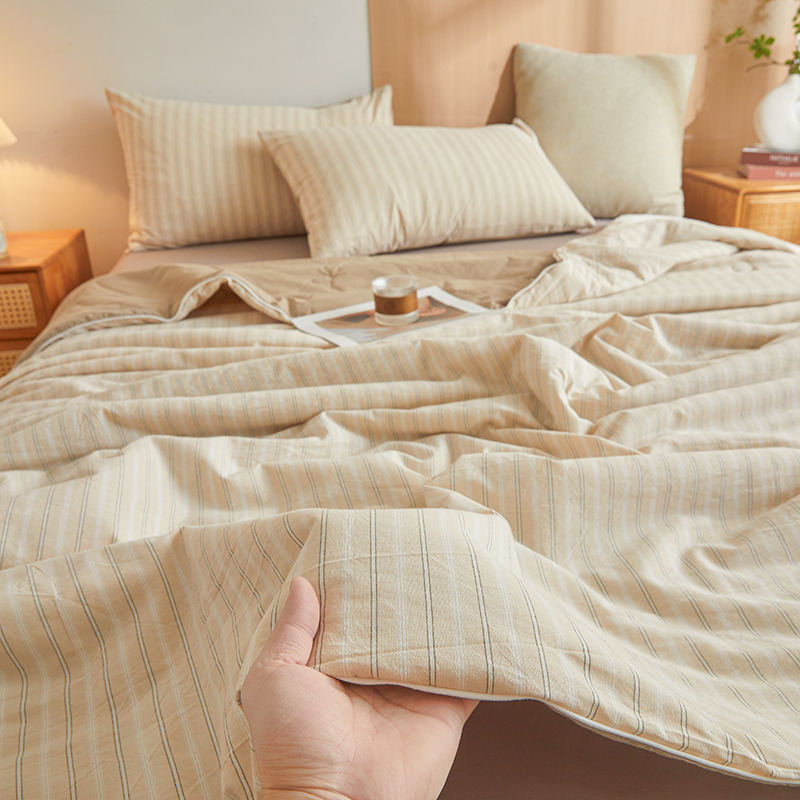 Edredón fresco de verano de algodón, edredón de aire acondicionado de dormitorio individual de cuatro piezas, edredón fino de verano, edredón de verano lavable a máquina