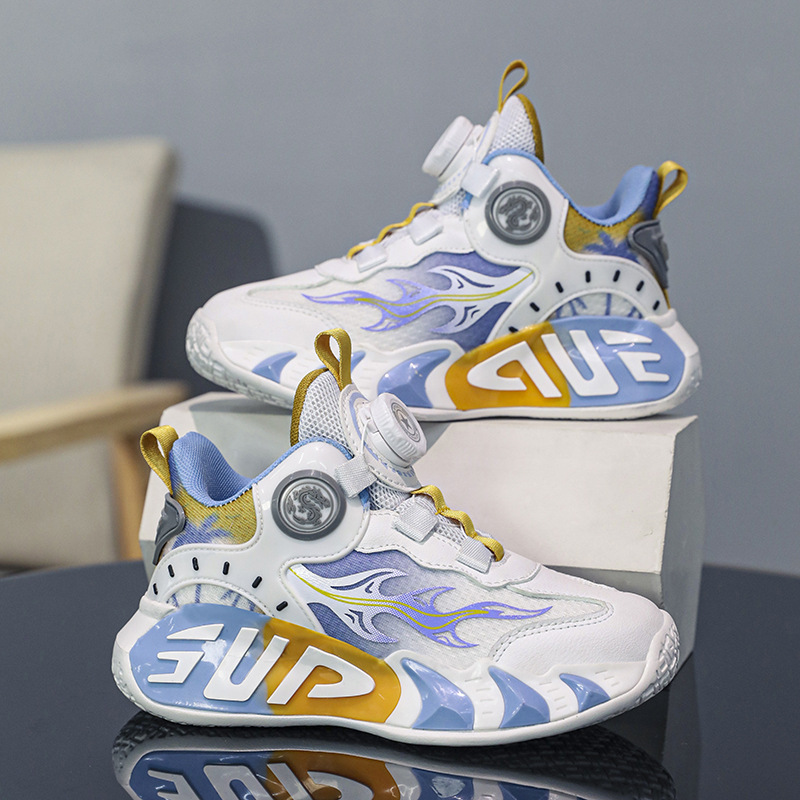 Zapatos de baloncesto para niños botones de fricción sonora primavera y otoño zapatos de entrenamiento de cuero para niños y niñas nuevos zapatos para correr