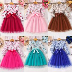 Girl's long-sleeved dress Gauze skirt Baby fashion dress
