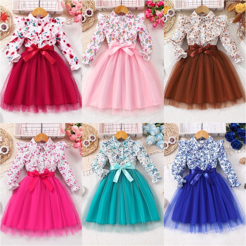 Girl's long-sleeved dress Gauze skirt Baby fashion dress|undefined