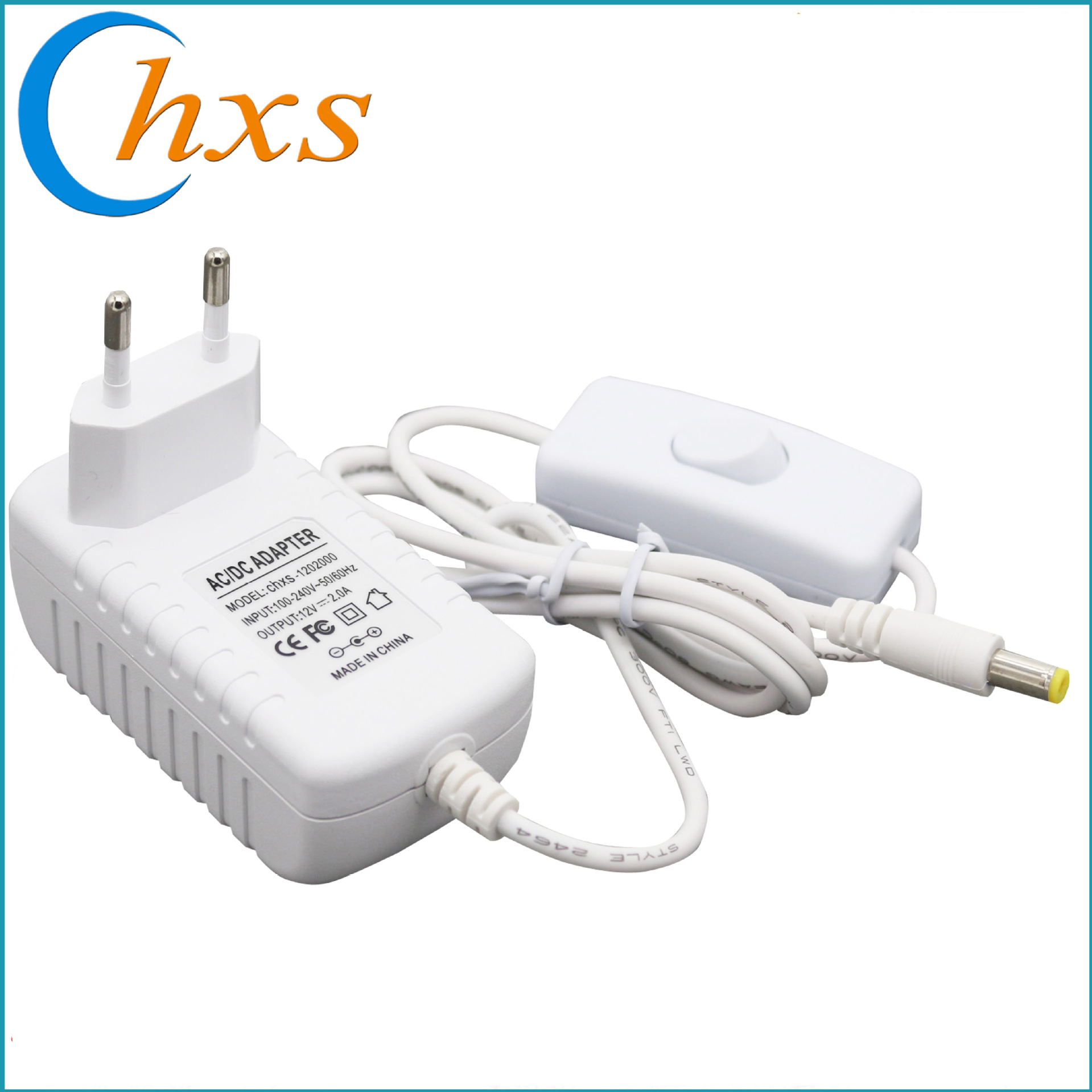 12V2A白色欧规带开关电源适配器 24W白色电源带303开关