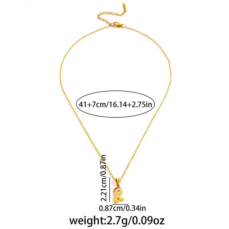 7g Weight 0.03µm Gold Plating Thickness Electroplated Gold Plating Process Golden Plated Plating Material 201 Stainless Steel Pendant Material Pendant Necklace Classification 201 Stainless Steel Chain Material cable chain Chain Type 1 Piece Quantity Holiday, Daily Occasion 201 Stainless Steel Material Santa Claus, Number Pattern Women's Gender Cute Style Plating Craft Fashionable Stainless Steel Christmas Necklace For Women 26 Small Letter Pendants Versatile Minimalist Choker Trendy Accessory 39