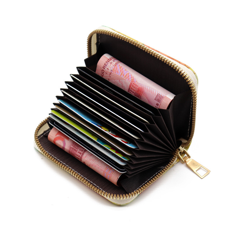 Monedero de dibujos animados estilo acordeón para mujer, bolsa de almacenamiento para tarjetas bancarias, tarjetero con ranuras para múltiples tarjetas, tarjetero para tarjetas de acceso.