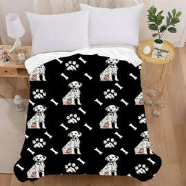 跨境三件套3D印花法兰绒毯 加厚双层毯 空调毯 婴儿毯流金