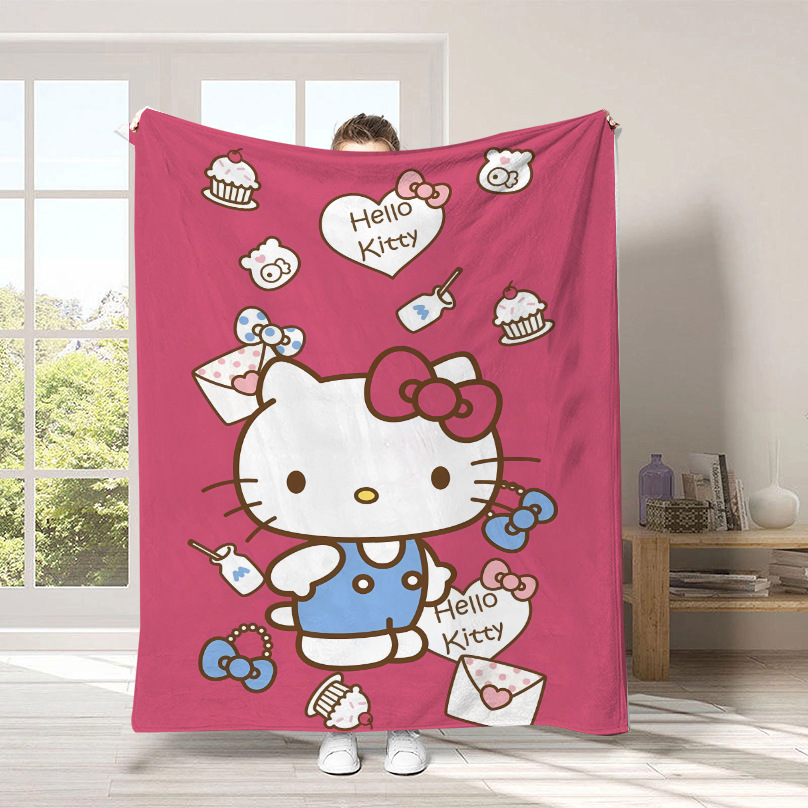 Monopolio transfronterizo de dibujos animados Sanrio mantas para niños lindas Hellokitty flange mantas de peluche cuatro estaciones mantas de peluche