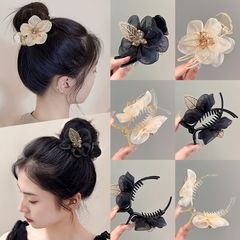 丸子頭つかみ髪飾り高級感ヘアピン女性夏シンプル気質花網糸後頭部ヘアピン