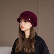 冬季妈妈帽子女士加绒针织保暖兔毛线帽中老年人防寒奶奶护耳棉帽