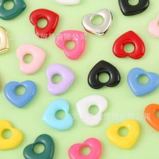 Macaron color paint hollow heart pendant DIY homemade earrings keychain necklace jewelry accessories wholesale
