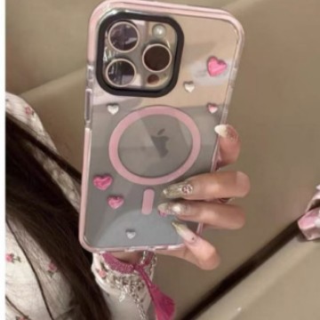 Apunción magnética simple y transparente para iphone16ProMax funda para teléfono móvil bricolaje color diamante 14 funda para teléfono móvil Apple 15P hembra