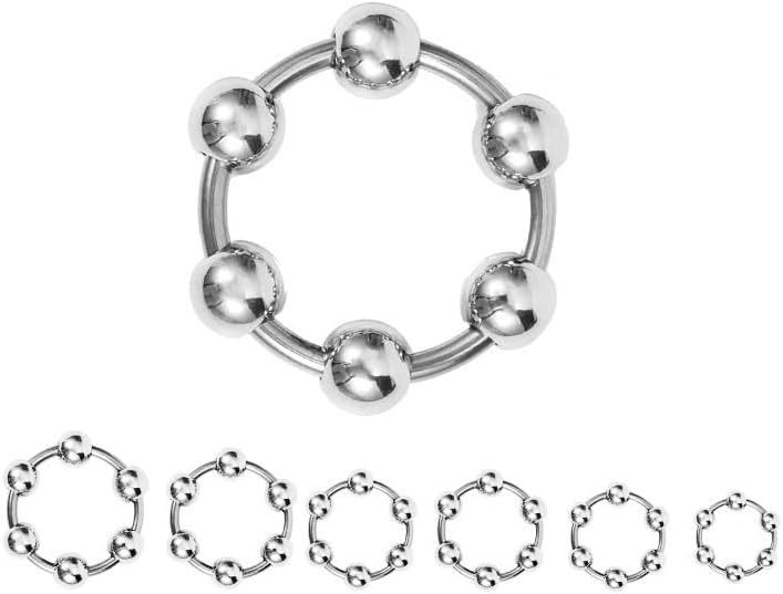 Metal Six-Bead Lock Ring, 40mm Inner Diameter, Hypoallergenic Steel Penis Ring — detail image 1