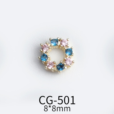 Internet Celebrant New Love Christmas Wreath Color Zircon Nail Jewelry Diamond Simple Retro Gem Nail Diamond Decoration