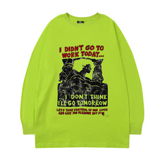 TKPA American street fashion brand dark anime printed long-sleeved T-shirt vibe lazy style casual round neck base T-shirt