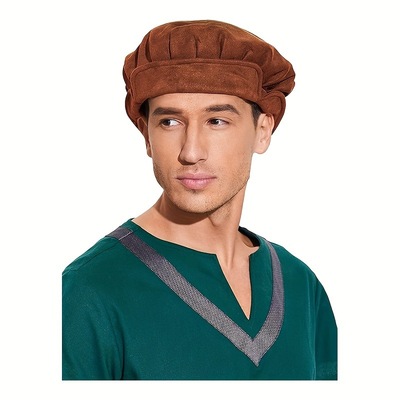 2025新款跨境代发软绒面革中世纪帽贝雷帽文艺复兴节日帽|ms