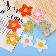 新款電腦刺綉針織毛線五瓣花朵發飾包包飾品服裝服飾配件輔料