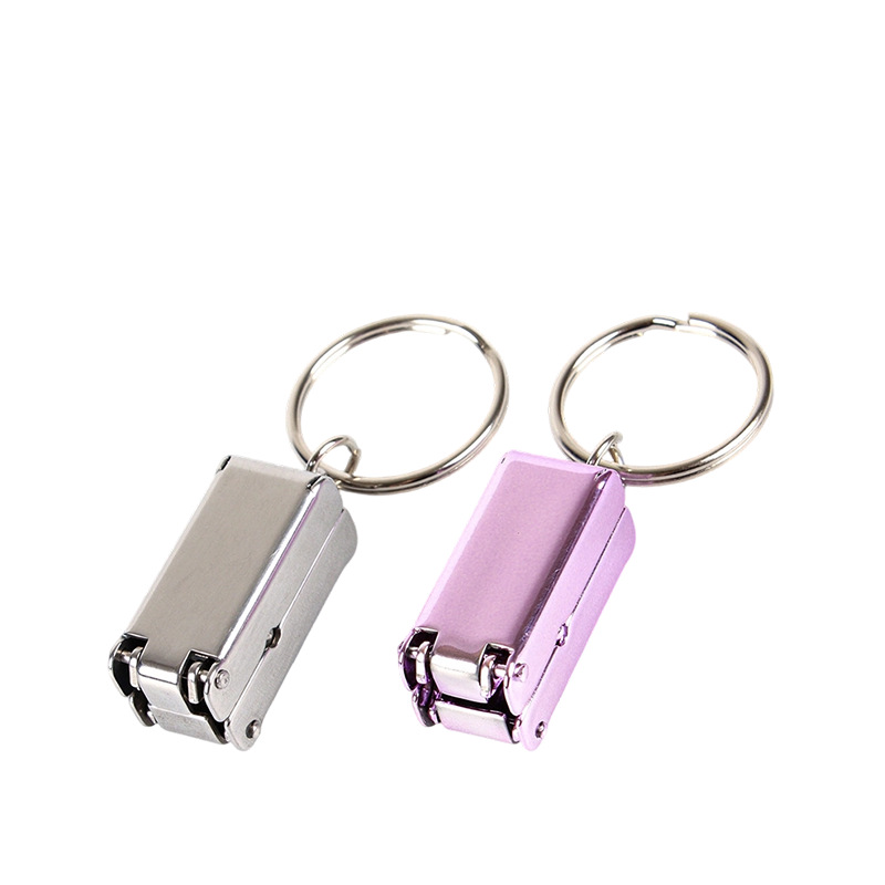 Acero inoxidable plegable mini pinza de uñas portátil único conjunto de cortador de uñas tijeras de uñas con llave colgante