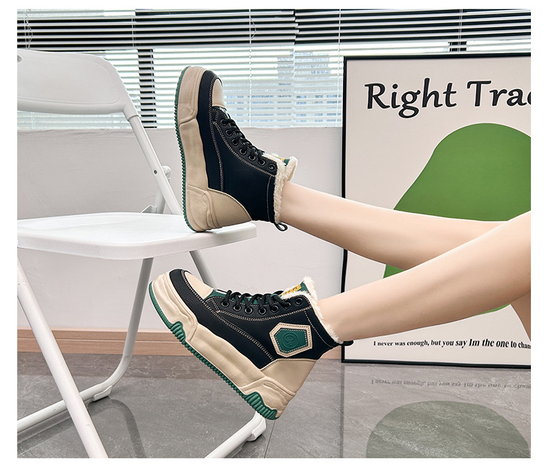 High Top Women's Ankle Boots Plush Lined Winter Casual Footwear_voghion.com