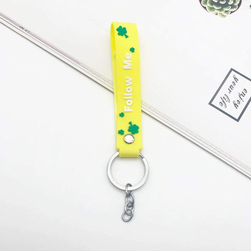 Creative car keys, handheld keychain PVC, silicone doll, four-leaf clover