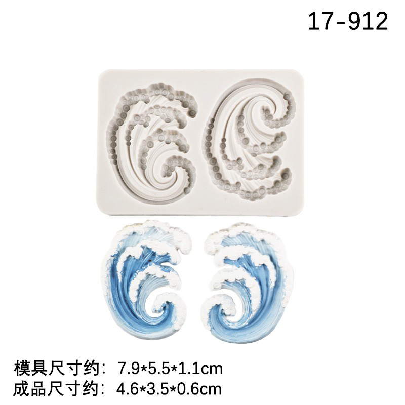 4 Internet celebridad forma de onda pastel de onda Fondant chocolate postre Mesa decoración para hornear molde epoxi aromaterapia pieza